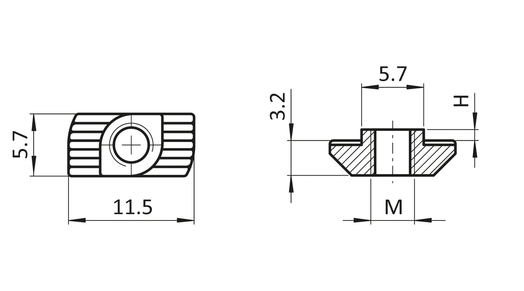 Alu-Druckguss blank 20 mm für M4 Nut 6 Set Winkel und Abdeckkappe 